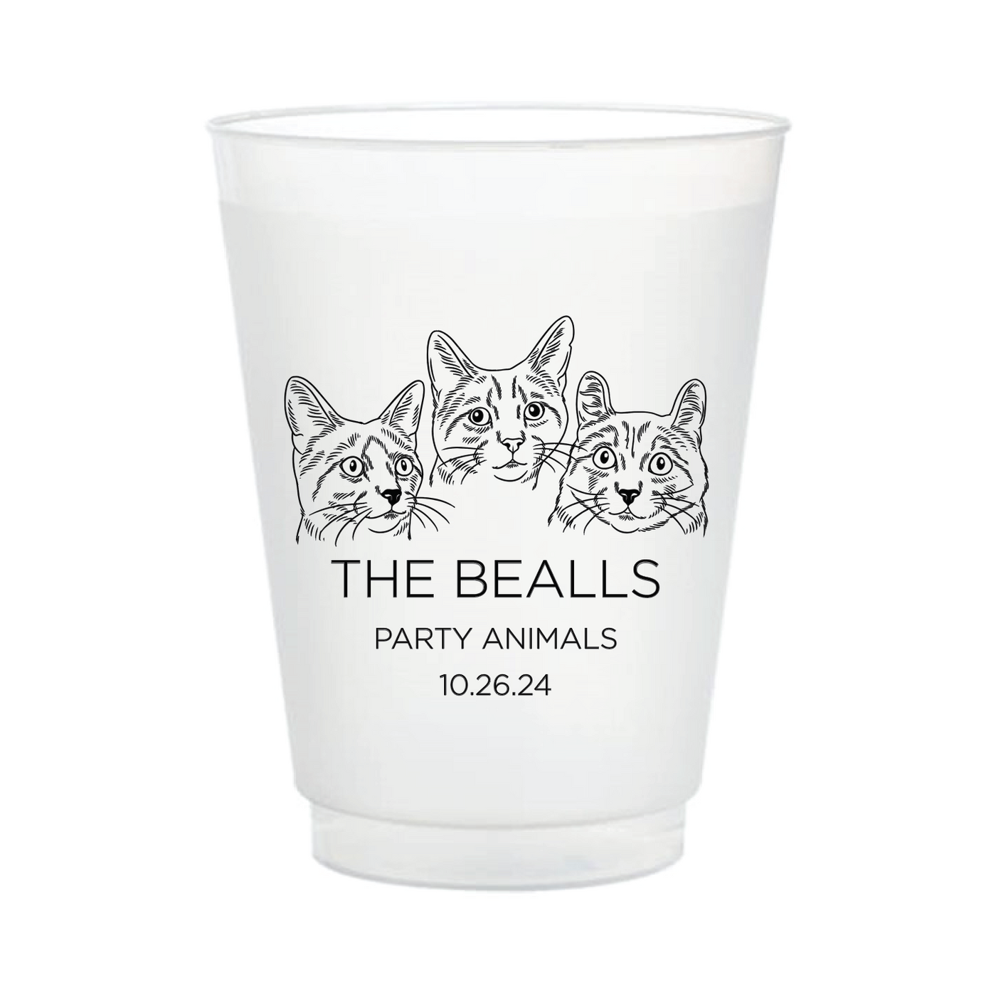 Custom Cat Frosted Cups for Wedding Receptions