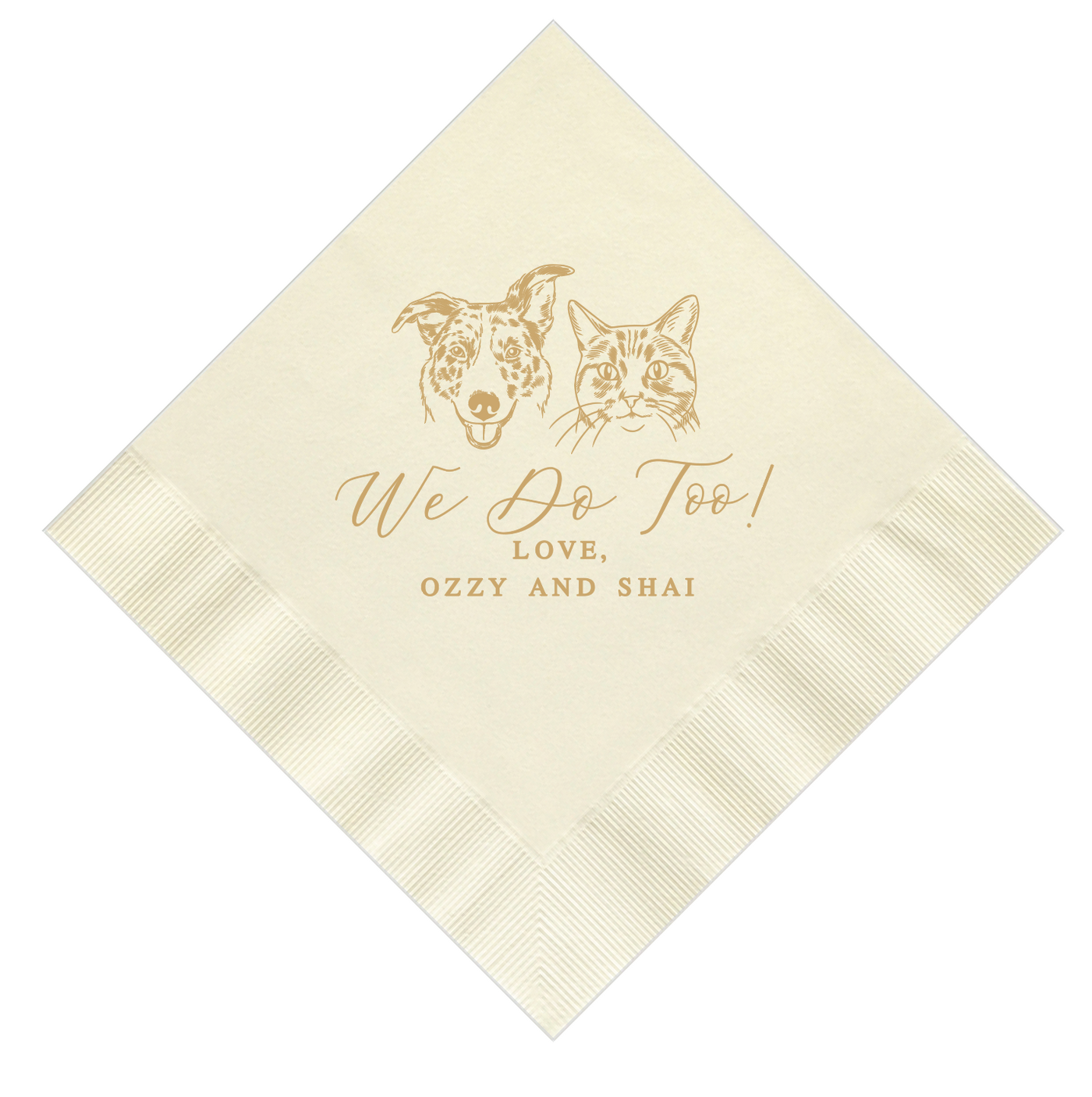 Custom Wedding Napkins Featuring Your Pet’s Illustration