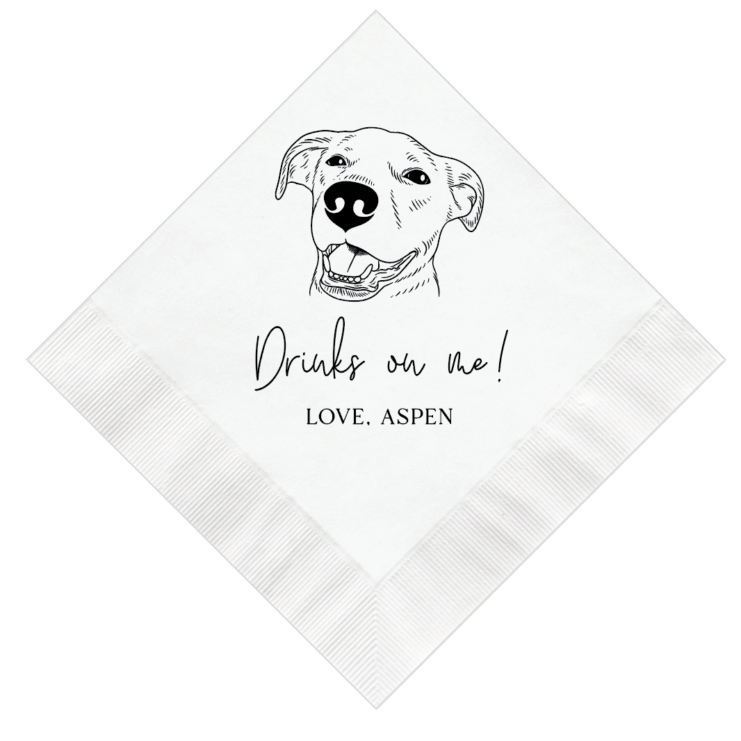 Drinks On Me Custom Pet Portrait Wedding Napkins