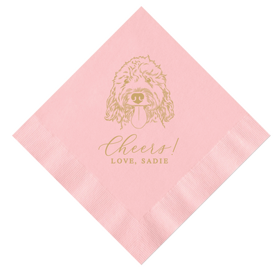 Personalized Pet Wedding Napkins with Custom Illustration of Your Dog