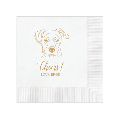 Pet Lovers Wedding Napkins with Custom Illustrated Pet Design