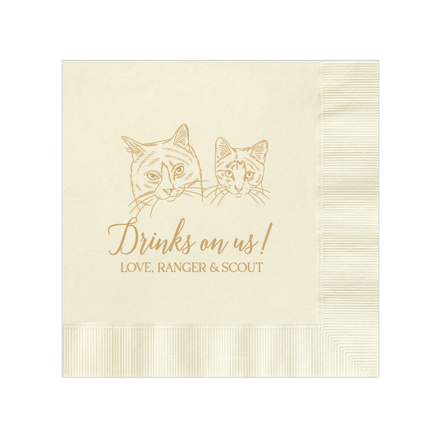 Wedding Napkins with Custom Cat Illustration