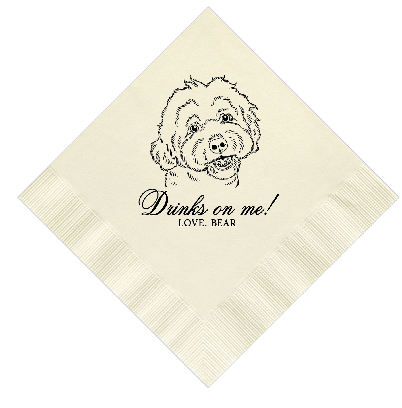 Drinks on Me Custom Pet Portrait Wedding Napkins