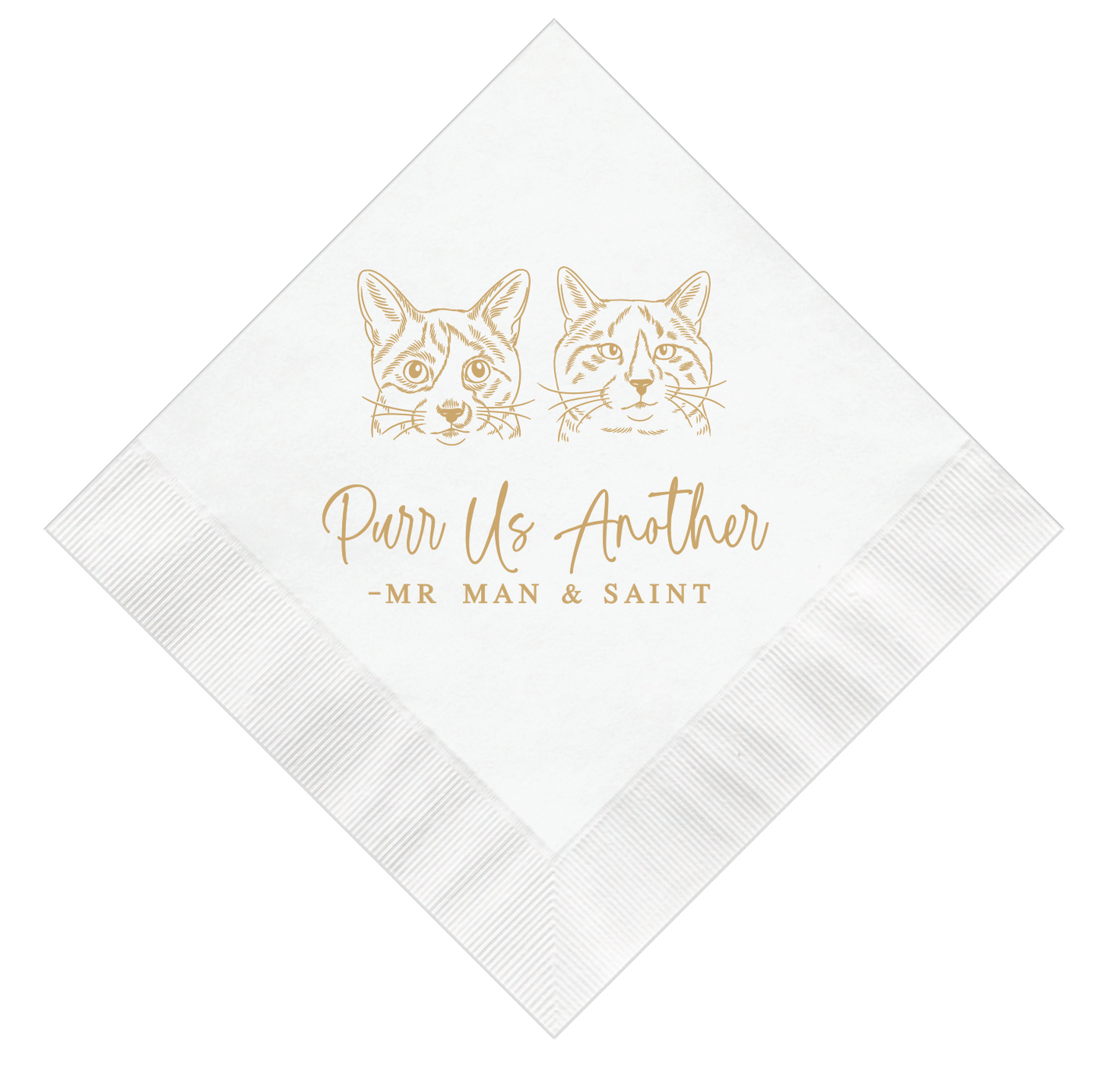 Purr Me Another Custom Illustrated Cat Wedding Napkins