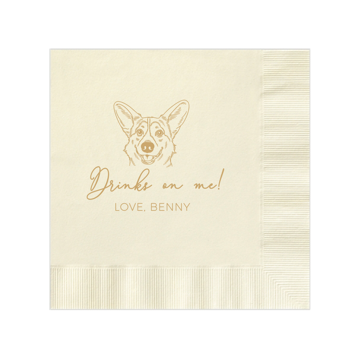 Wedding Napkins with Custom Dog Illustration