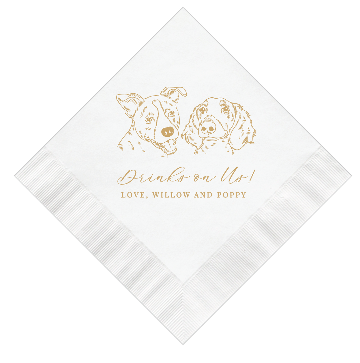 Drinks On Us Custom Pet Portrait Wedding Napkins