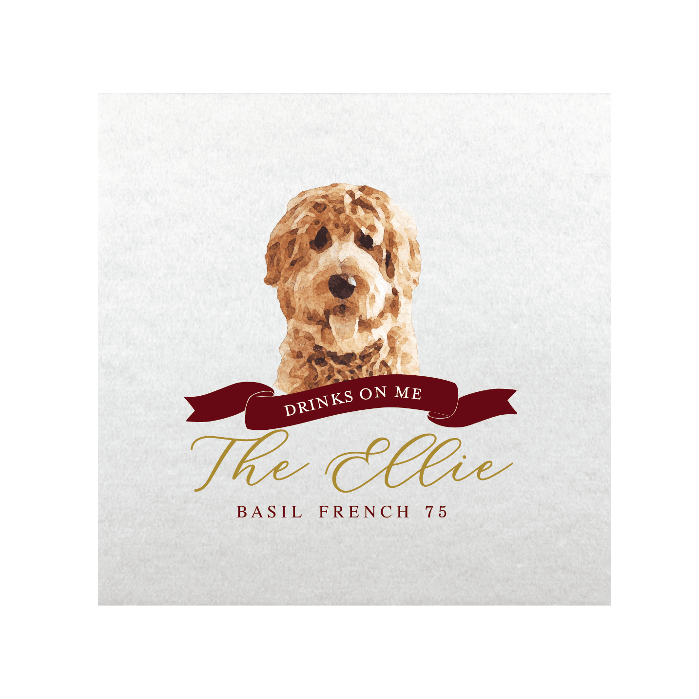 Drinks on Me Wedding Full Color Napkins | Pet Lover - Napkins - Watercolor Pet