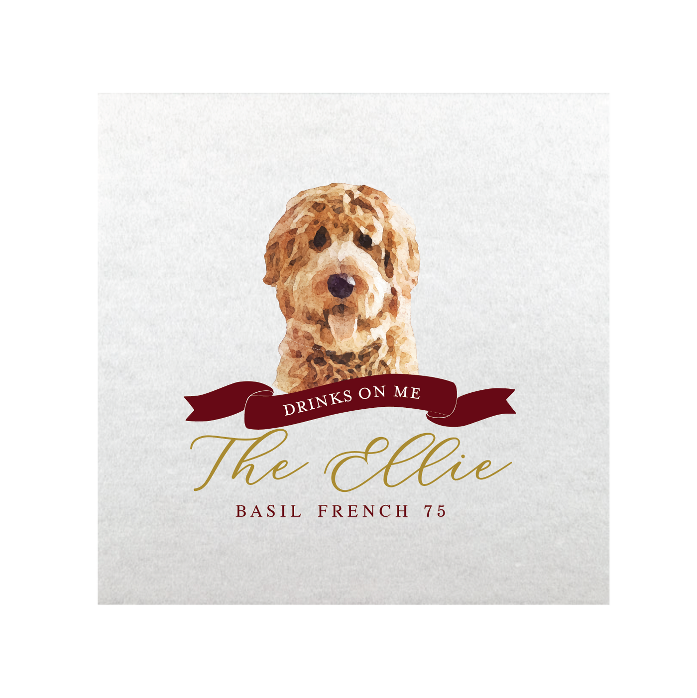 Drinks on Me Wedding Full Color Napkins | Pet Lover