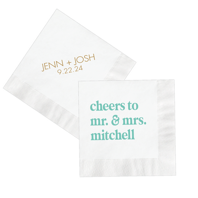 Block Font Wedding Napkins