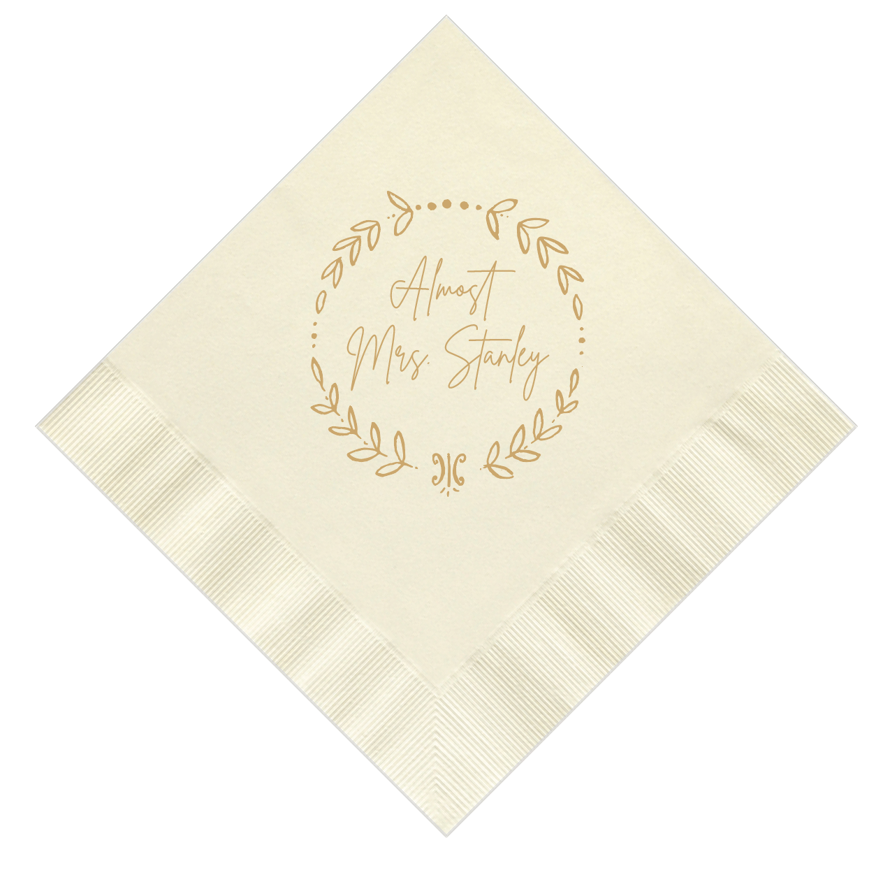 Almost Mrs Wreath Bridal Shower Napkins - Napkins - Foil Stamped