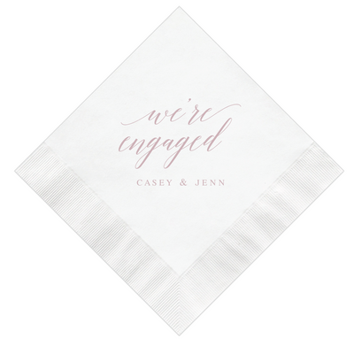 We're Engaged Cocktail Napkins