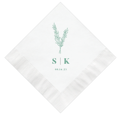 Monogrammed Wedding Napkins with Your Initials