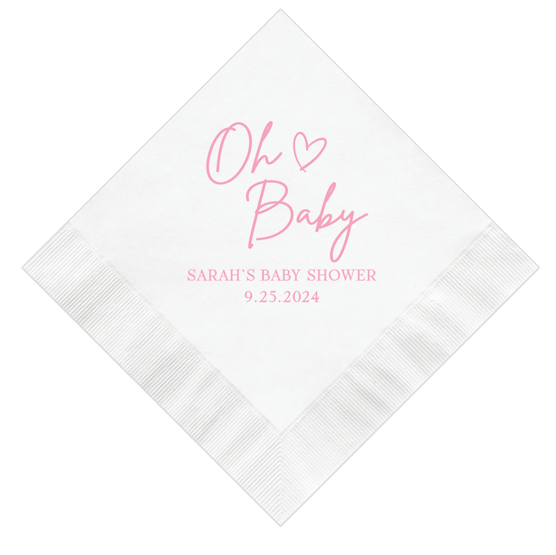 Oh Baby Personalized Baby Shower Napkins - Napkins - Foil Stamped