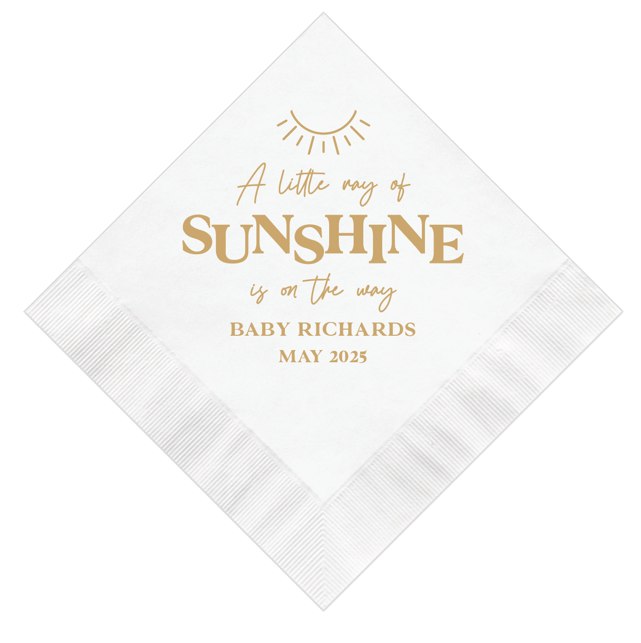 Little Ray of Sunshine Baby Shower Napkins - Napkins - Foil Stamped