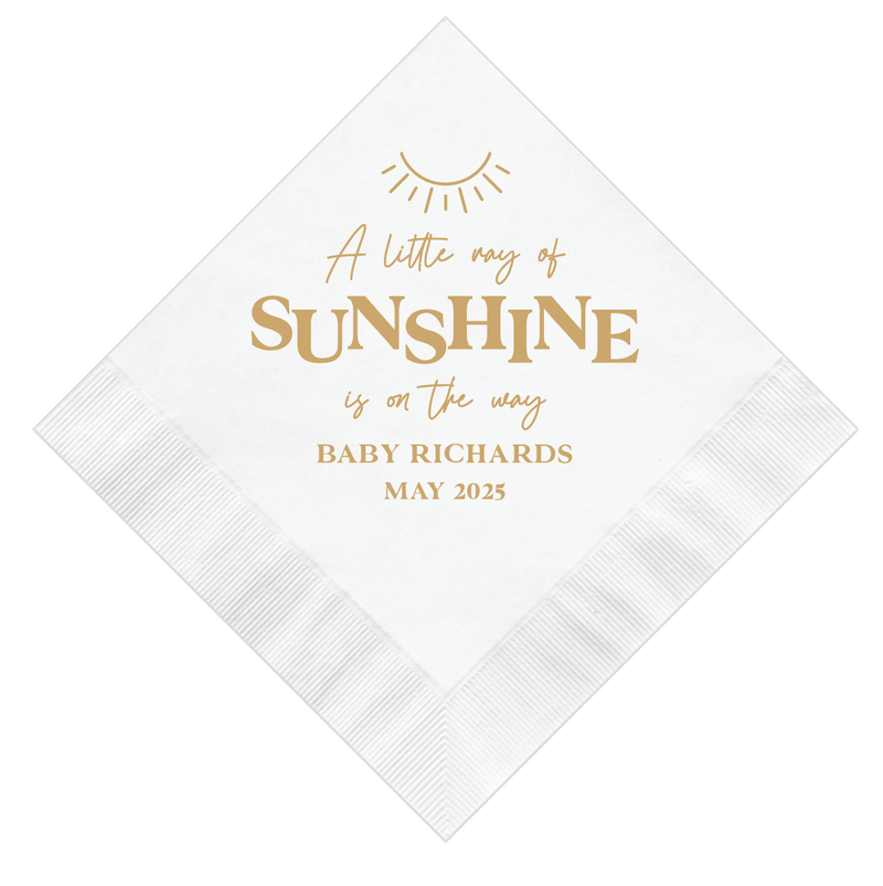 Little Ray of Sunshine Baby Shower Napkins - Napkins - Foil Stamped