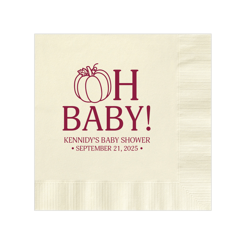 Fall Oh Baby Shower Theme Napkins - Napkins - Foil Stamped
