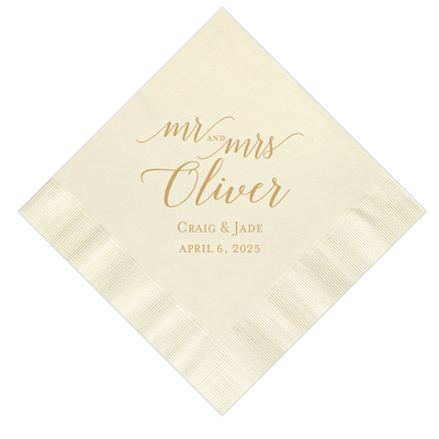 Mr and Mrs Personalized Wedding Napkins