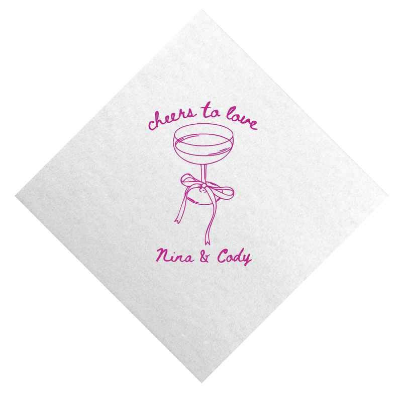 Cheers to Love Wedding Premium Linun Uncoined Napkins - Napkins - Linun Foil Stamped