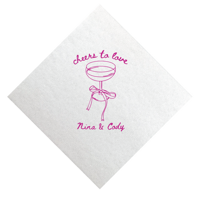 Cheers to Love Wedding Premium Linun Uncoined Napkins