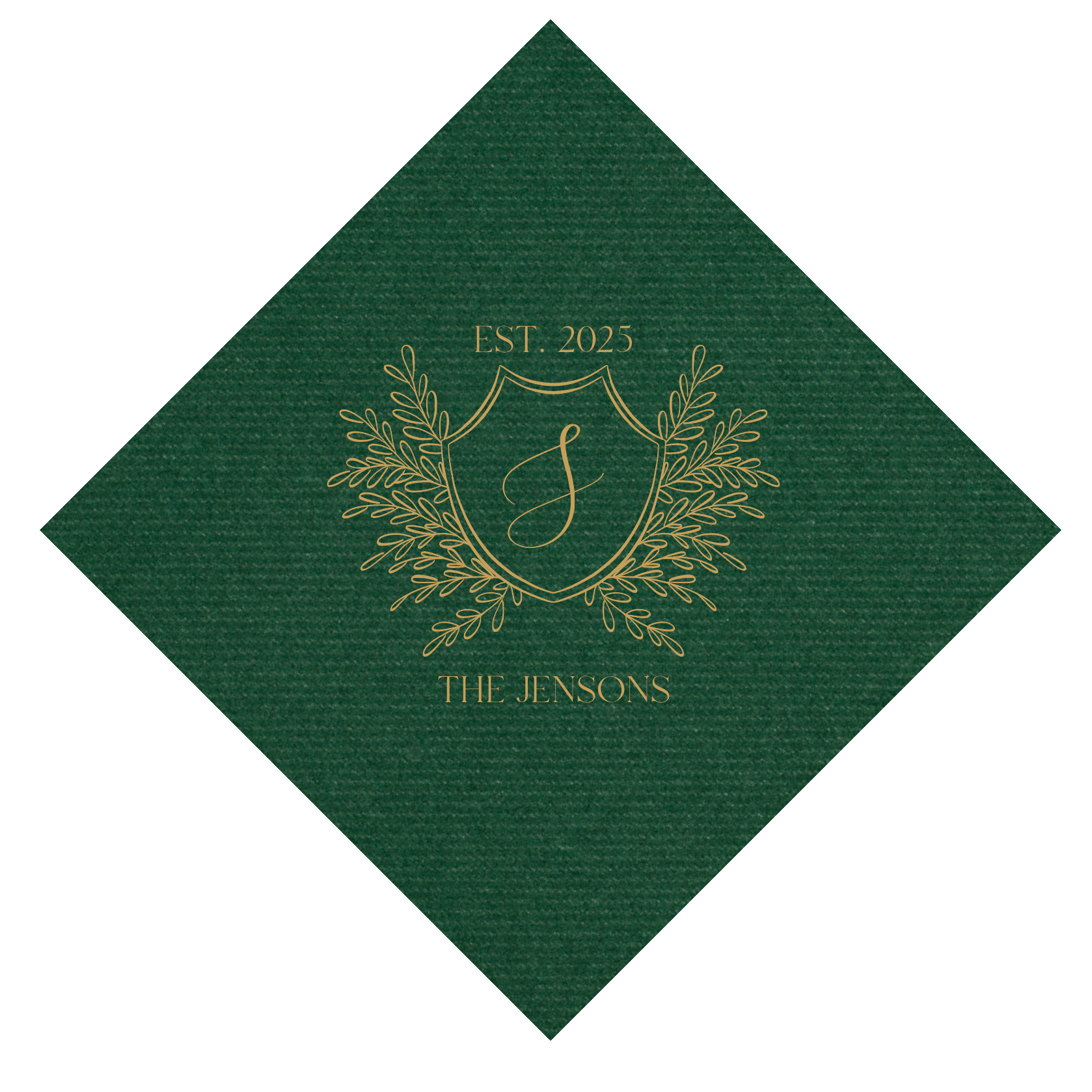 Custom Crest Wedding Premium Linun Uncoined Napkins - Napkins - Linun Foil Stamped