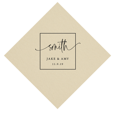 Square Monogram Wedding Premium Linun Uncoined Napkins