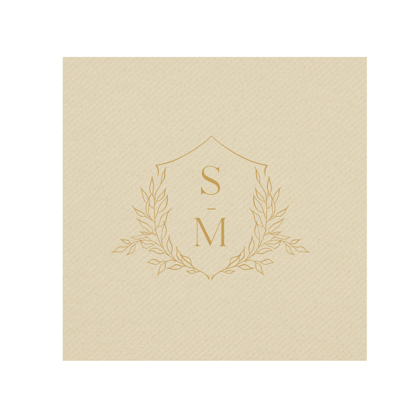 Custom Floral Crest Wedding Premium Linun Uncoined Napkins