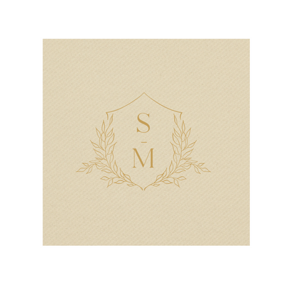 Custom Floral Crest Wedding Premium Linun Uncoined Napkins