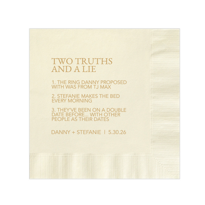 Two Truths and a Lie Wedding Napkins