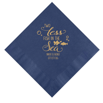 Two Less Fish in the Sea Personalized Wedding Napkins