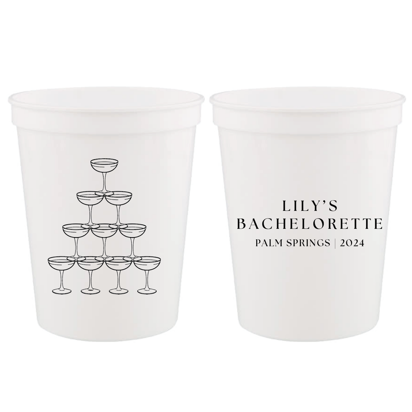 Custom Champagne Tower Bachelorette Stadium Cups