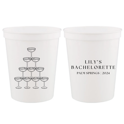 Custom Champagne Tower Bachelorette Stadium Cups