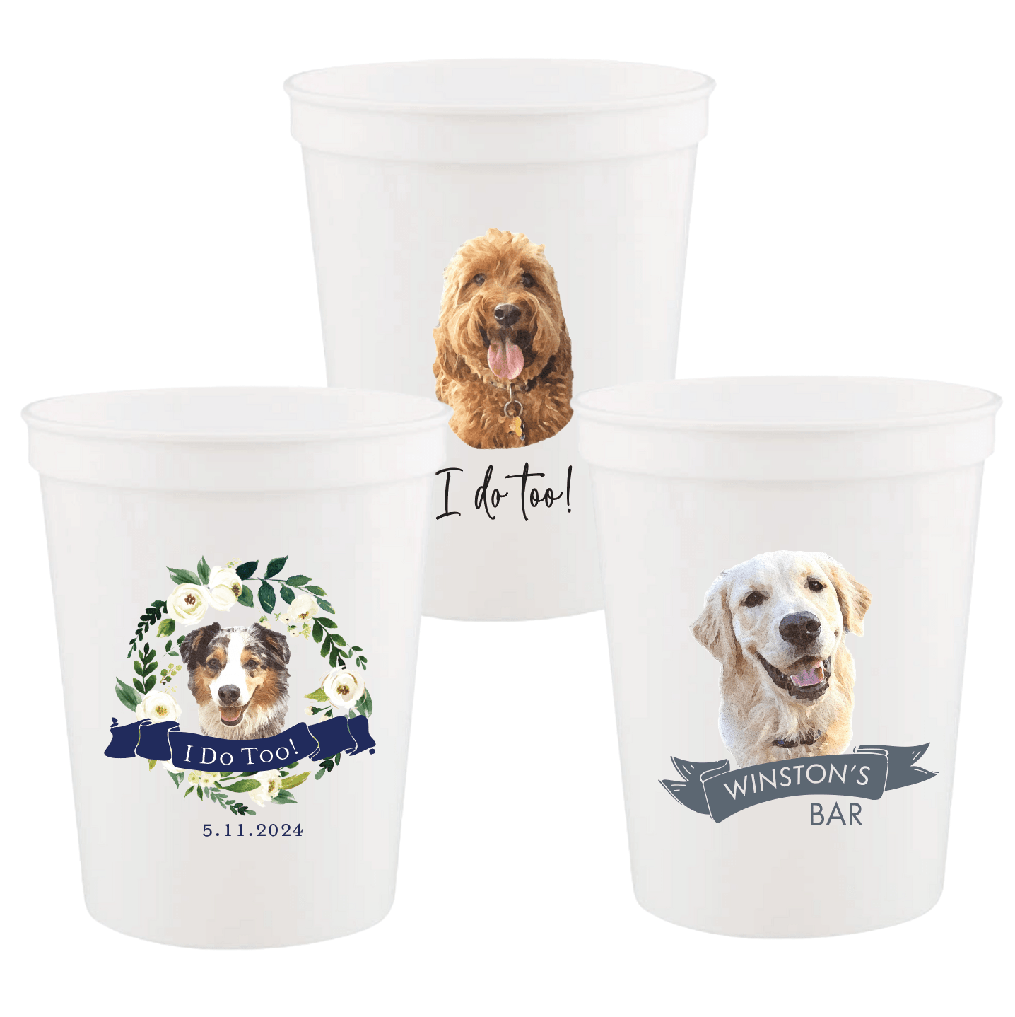 Custom Dog Wedding Stadium Cups - Full Color - Cup - Stadium Full Color Pet