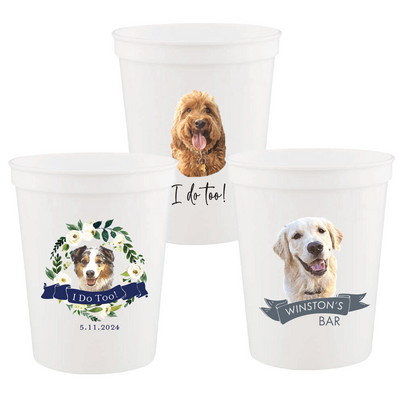 Custom Dog Wedding Stadium Cups - Full Color