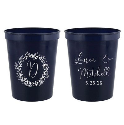 Custom Floral Wreath Wedding Stadium Cups