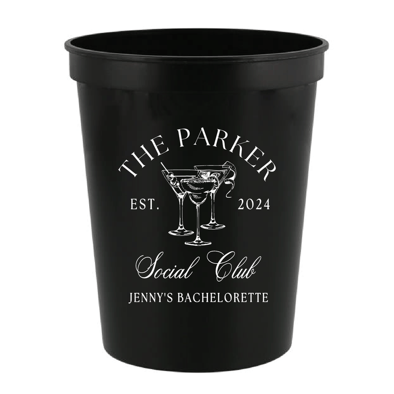 Custom Last Name Social Club Bachelorette Stadium Cups - Cups - Stadium - Bachelorette