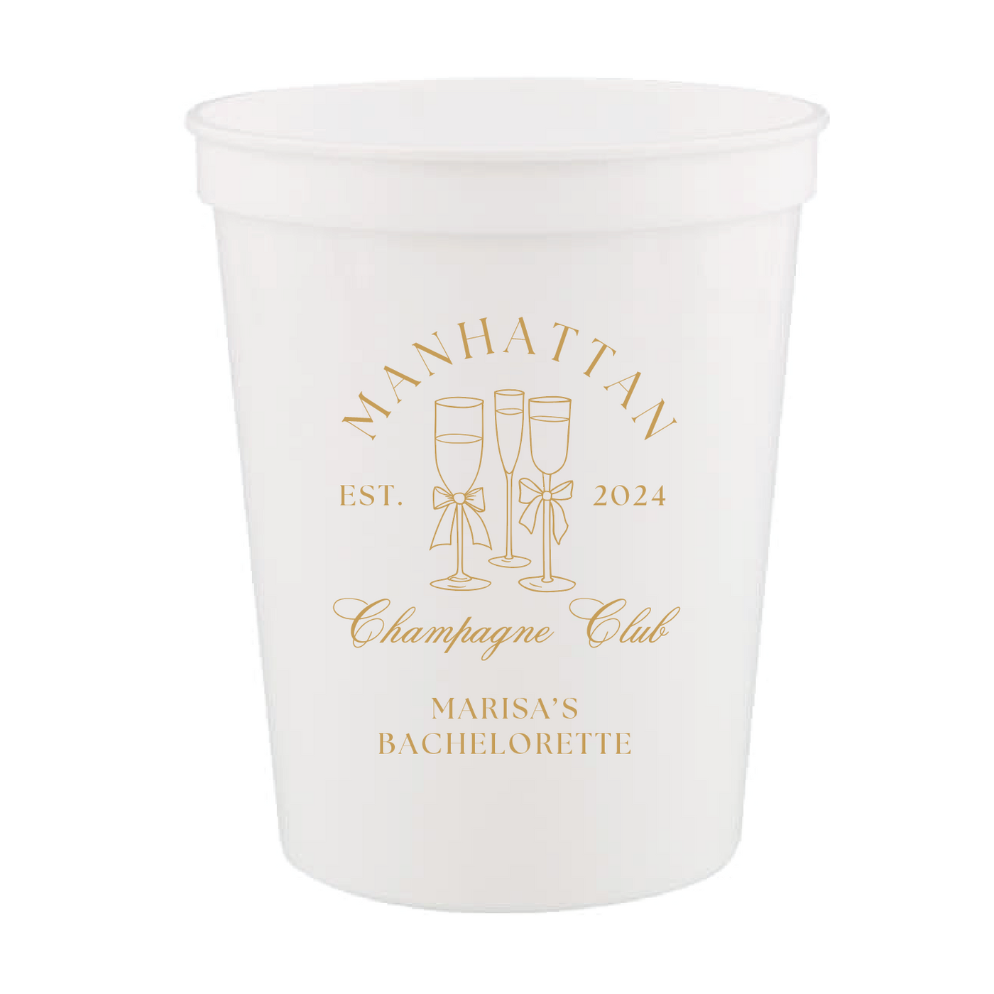 Custom Location Champagne Club Bachelorette Stadium Cups