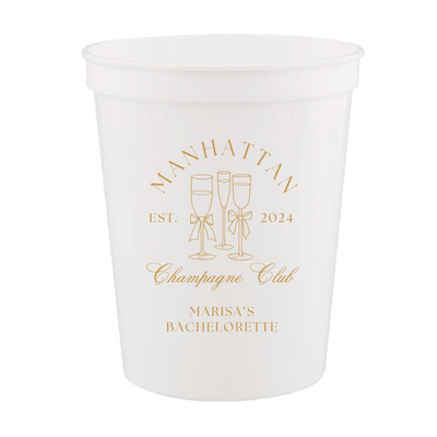 Custom Location Champagne Club Bachelorette Stadium Cups