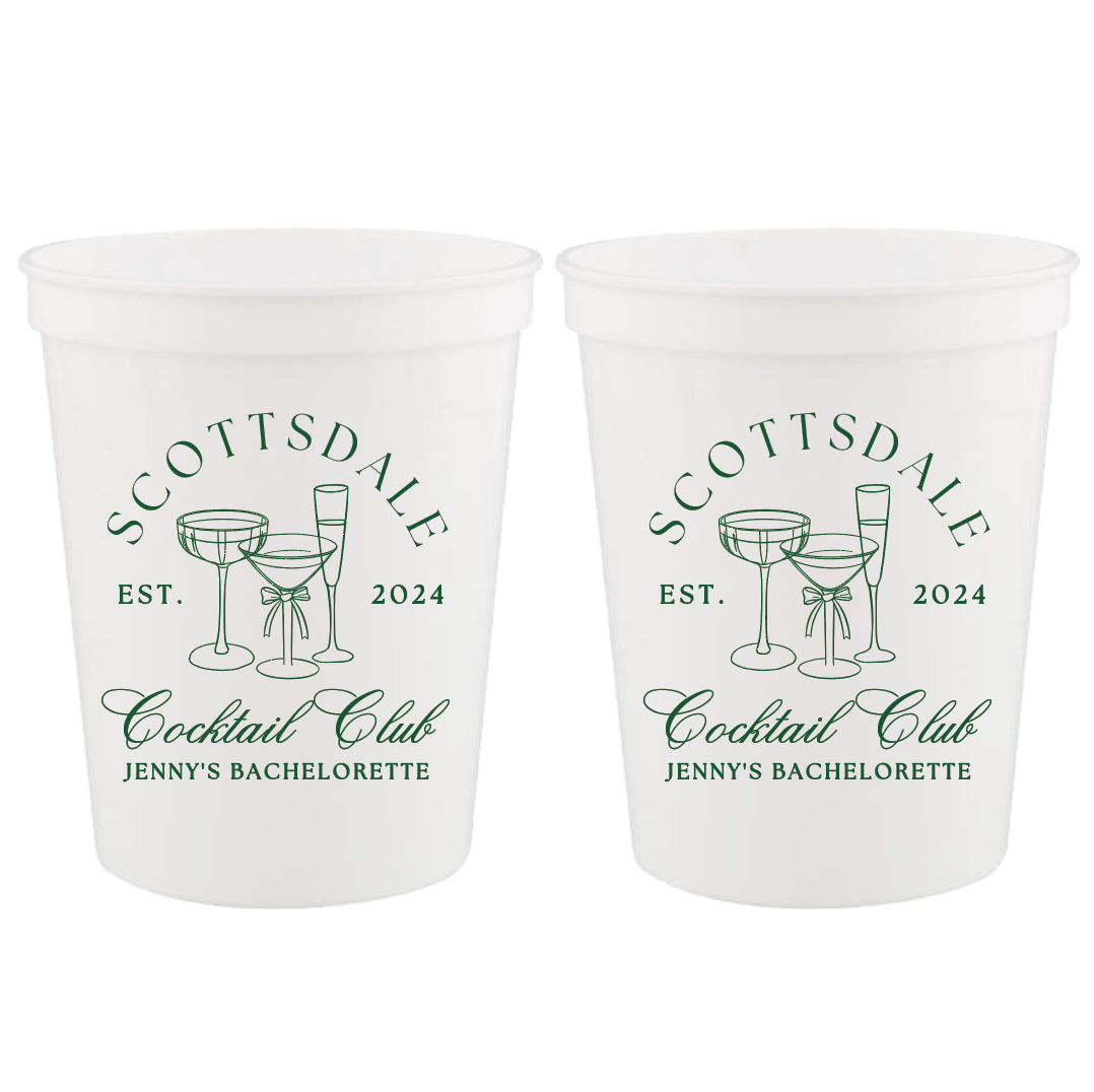 Custom Location Cocktail Club Bachelorette Stadium Cups