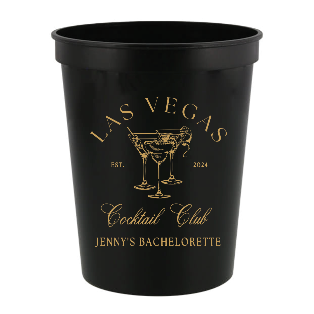 Custom Location Cocktail Club Bachelorette Stadium Cups