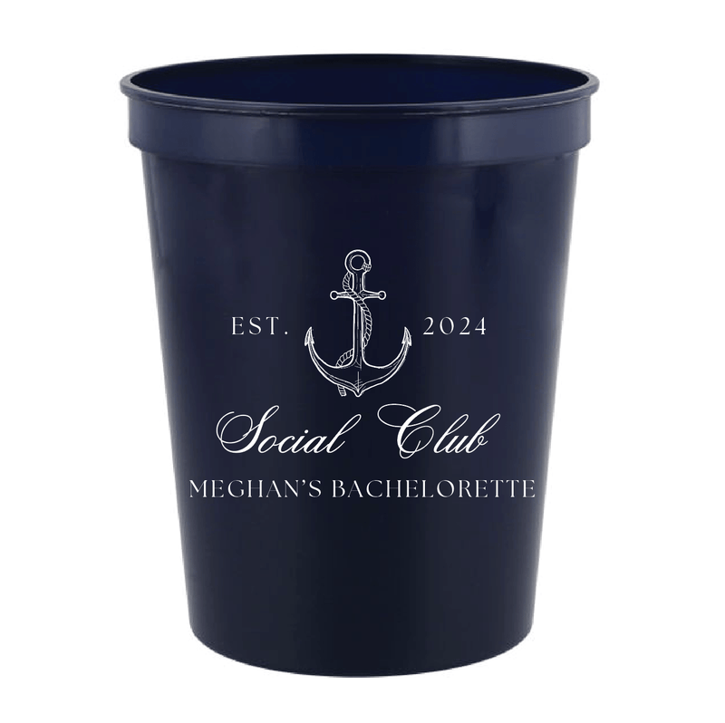 Custom Nautical Social Club Bachelorette Stadium Cups - Cups - Stadium - Bachelorette