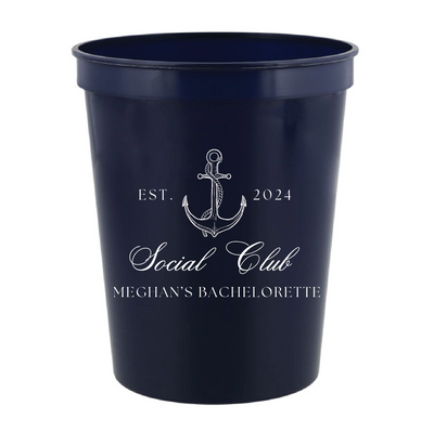 Custom Nautical Social Club Bachelorette Stadium Cups