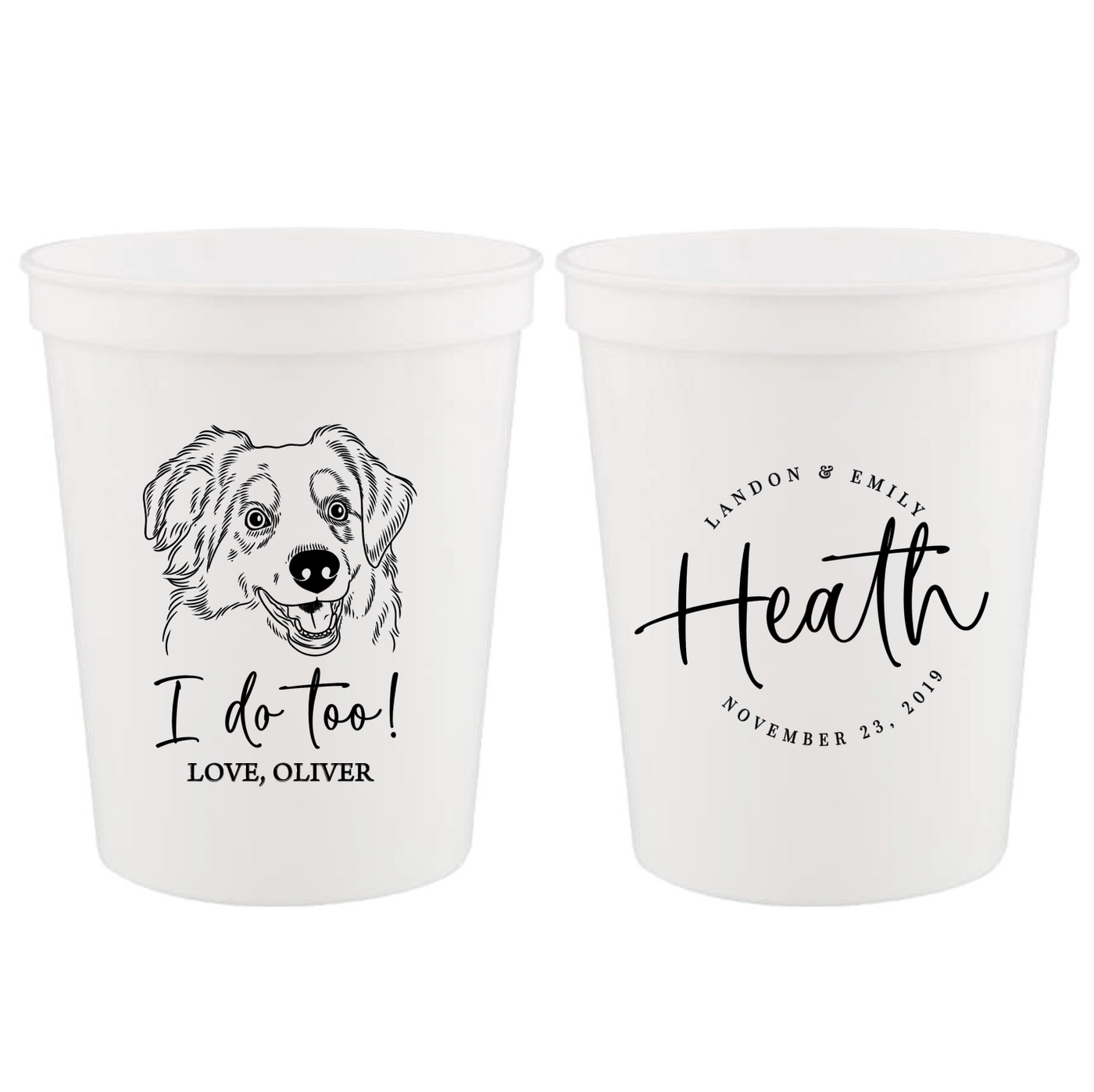 Custom Pet Stadium Cups with Illustrated Dog Design