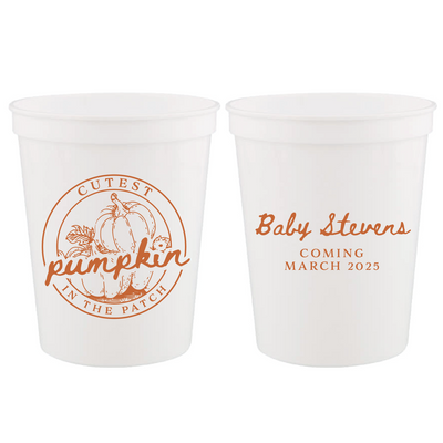 Cutest Pumpkin in the Patch Personalized Baby Shower Stadium Cups