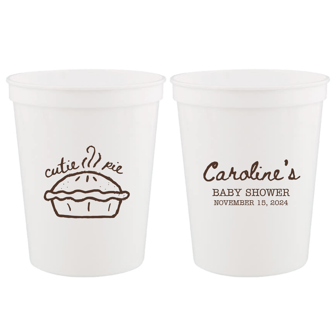 Cutie Pie Personalized Baby Shower Stadium Cups