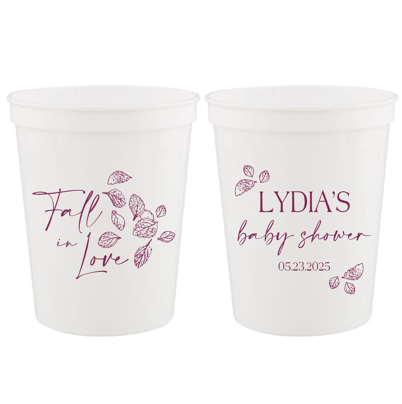 Fall in Love Personalized Baby Shower Stadium Cups