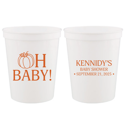 Fall Oh Baby Personalized Baby Shower Stadium Cups