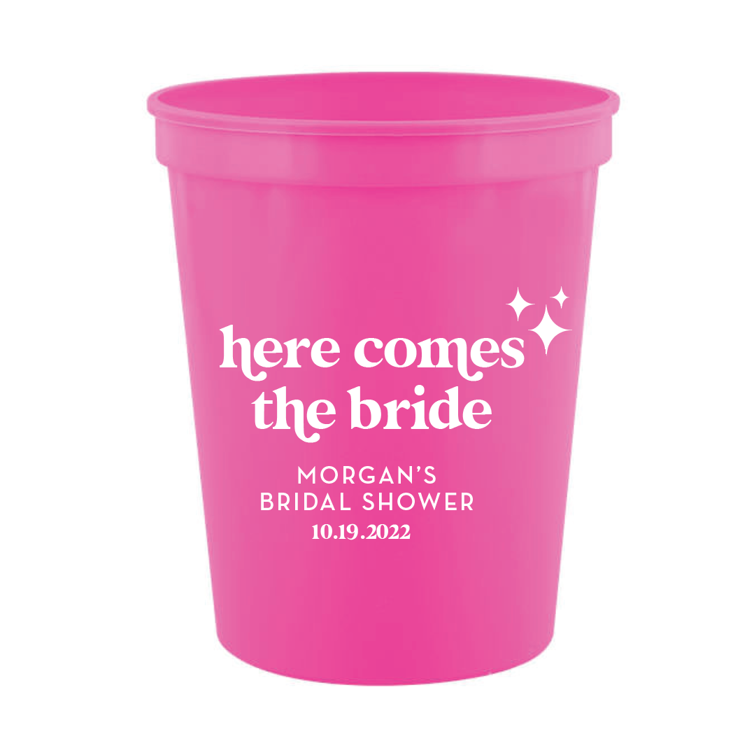 Here Comes the Bride Stadium Cups for Bridal Showers