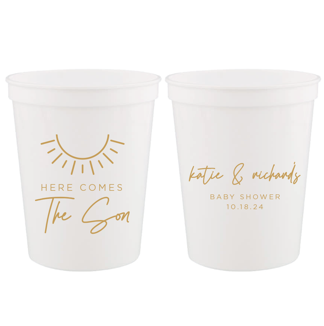 Here Comes The Son Baby Shower Stadium Cups