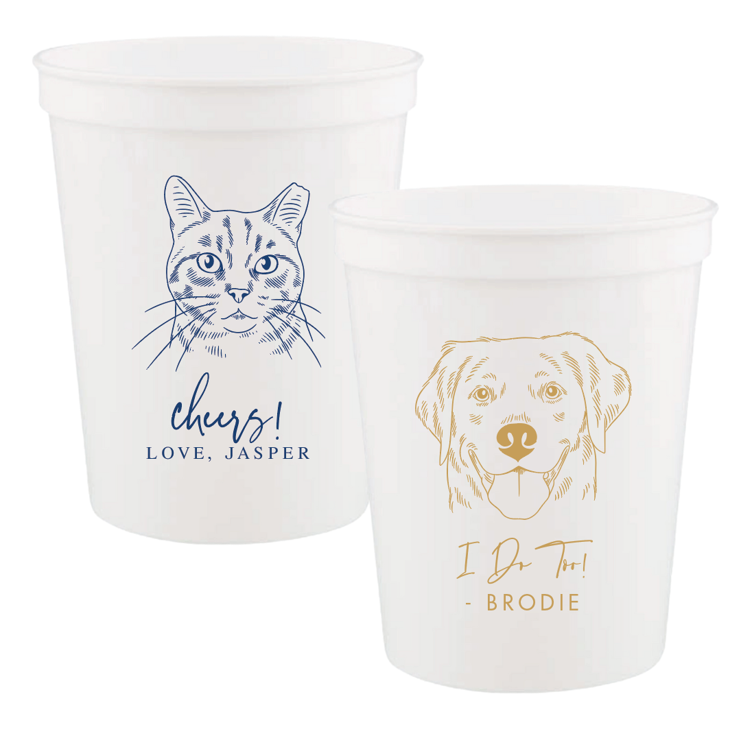 Illustrated Pet Stadium Plastic Cups