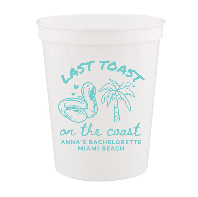 Last Toast on the Coast Bachelorette Stadium Cups - Cups - Stadium - Bachelorette